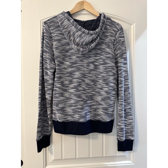 Beach By Exist Knit Hoodie California Living Slim Navy White Lightweight Size L - Picture 4 of 10
